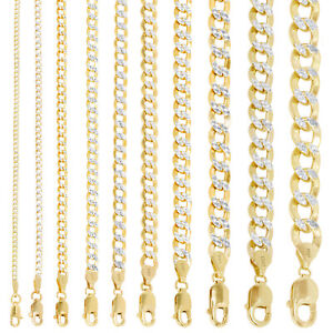 10K Yellow Gold 2mm-8.5mm Diamond Cut Pave Cuban Chain Necklace Bracelet 7