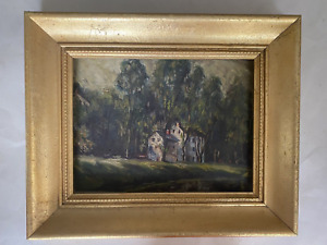 Antique Early 20th C. American Impressionist Painting Landscape House Southern