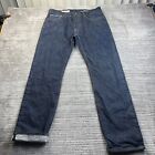 Gap Jeans Mens 34x32 Blue Denim Pants Selvedge Slim Button Fly Casual