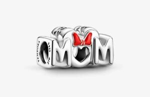 New Authentic 925 Silver Pandora Disney Minnie Mouse Bow & Mothers Day Mom Charm