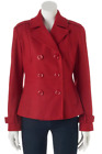 Women Girl Double-Breasted Wool Short Trench Coat Jacket Close-Fitting RED XS