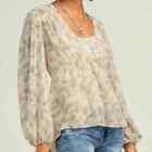 Cabi Couplet Floral Tan and Cream Blouse 4156 M