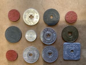 1930’s WW2 Mixed Lot (12) State Sales Tax Tokens OK CO MO LA NM UT MS Red OPA