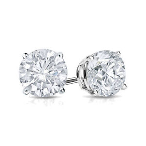2 Ct Men's Stud Earrings Simulated Diamond 14K Gold Plated 925 Sterling Silver