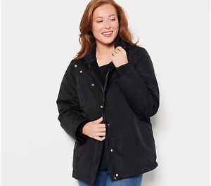 Centigrade Jacket Sz S Black Detachable Puffer Fleece Lining Hood Pockets Black