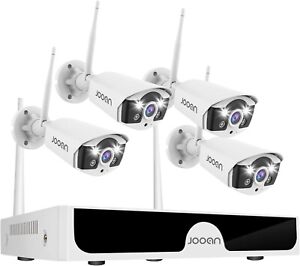 Jooan 3MP Wireless Outdoor Security 4 Camera System 10CH 2-way Audio Uses Alexa