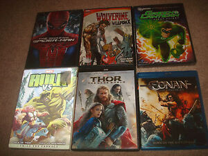 Marvel Comics DVD Blu-ray LOT Hulk Thor Wolverine Spider-Man Conan The Barbarian