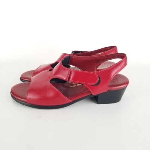 SAS Womens SUNTIMER Red Leather Sandals Tripad Comfort Open Toe sz 6.5 M