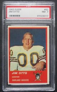 1963 Fleer Jim Otto, Oakland Raiders, Card #62, PSA 7 Near Mint