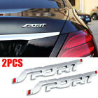 2x 3D Metal SPORT Logo Sticker Car Exterior Parts Body Trims Emblem Badge Decals (For: Fiat 500)