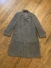Vtg  Harris Tweed Coat Mens Handwoven Wool Trench Overcoat Gray Scottish 46 XL