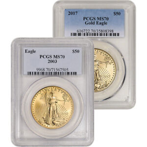 American Gold Eagle 1 oz $50 - PCGS MS70 Random Date and Label