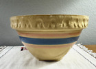 Vintage McCoy Pottery USA Pink & Blue Banded Shoulder Bowl with Pie Crust Edge