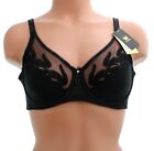Wacoal Feather Embroidery Underwire Bra 85121, Full Coverage, Sheer Top, Black