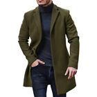 Men Woolen Trench Coat Winter Lapel Long Jacket Overcoat Fomal Office Outwear❥ ☆
