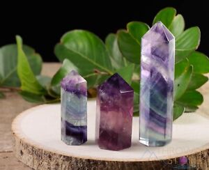 Banded FLUORITE Crystal Tower - Crystal Wand Points, Obelisk, Home Decor, E0653