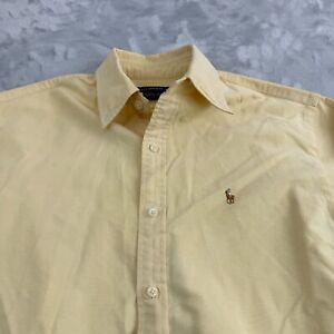 Vintage Ralph Lauren Sport Shirt Womens 4 Yellow Button Up Flesh Pony Cotton