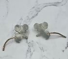 Vintage Post Earrings ULTRA CRAFT SIGNED PEWTER MICE GOLD TONE CHAIN TAILS
