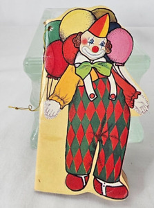 Vintage Die Cut Hanging Card CLOWN CHRISTMAS ORNAMENT Mini Story Book 4.75