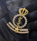 Vintage crown YSL golden brooch