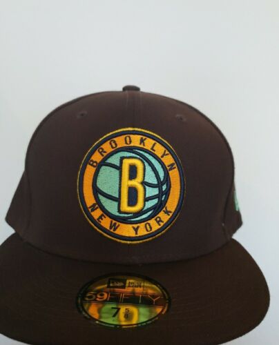 Brooklyn Nets Hat Cap Burnt Wood 59Fifty Size 7 5/8 Brown New Era