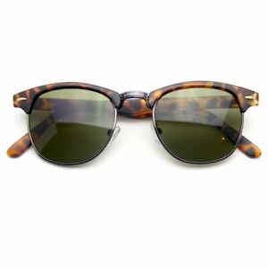 SUNGLASSES Mens Womens Retro Vintage Classic Half Frame Semi Rimless Sunglasses