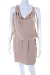 Theory Womens Silk Draped Sleeveless V-Neck Pocket Blouson Dress Pink Size 6