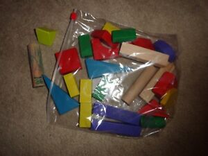 Wood Building blocks various shapes - lot as pictured
