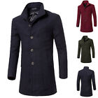 Men's Trench Coat Slim Fit Lapel Single Breasted Woolen Business Coat Jacket