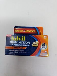 Advil Dual Action Back Pain 72 Caplets 250Mg Exp 1/26