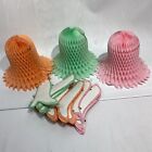 Lot of 12 Vintage Honeycomb Bell Decoration Green Pink Peach 8.5