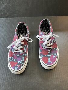 Womens VANS Old Skool Low Top Canvas Skate Shoes 508731 Black with Roses Size 7