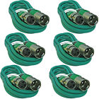 6 GREEN 3 ft foot XLR pin male to female shielded mic microphone extension cable