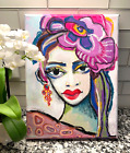 Fauvism ORIGINAL Painting Abstract Woman Portrait Outsider Face Gypsy Art OOAK