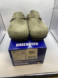 New Birkenstock Boston BS Taupe Suede Soft Leather Narrow Footbed Size 38