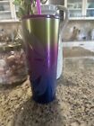 Starbucks Floral Ombre Purple Blue Gold Stainless Steel Cold Cup Tumbler 24 oz