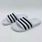 Adidas Adilette Sandals Slides Slip-On Unisex Adults Black White Stripe M-7 W-8