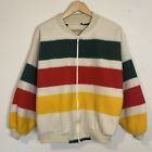 Vintage 70s 80s Hudson Bay Style Polar Fleece Striped Jacket Large Made In USA