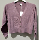 A New Day Women's XL Dark Brown Fine Gauge Cropped 3 Button Cardigan Sweater