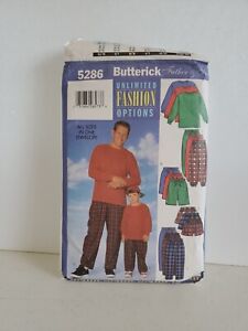 Butterick Sewing Pattern Top Shorts Pants XS S M L XL Mens Child Precut 5286