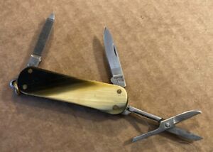 Vintage LOBSTER PATTERN PEN KNIFE  HORN SCALES IHER TOLEDO SPAIN Scissors NICE