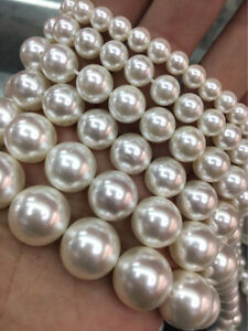 Wholesale 2-20mm White Akoya Shell Pearl Gemstones Round Loose Beads AAA+ Strand