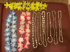 Lot Of 12 Hawaiian Leis from Hawaii 3 Fabric, 3 Kukui Dried 6 Shell Necklace Lei