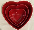 ZAK! Design Red Heart-shaped Mixing/serving Bowls. Set Of Three Melamine.