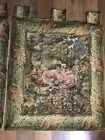 Vintage French Style Woven Wall  Tapestry Pair Fabric Panel Couple Set 30 x 35
