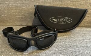 Wiley X Black Motorcycle Sunglasses Padded Goggles F WX+S W/ Head Strap & Case