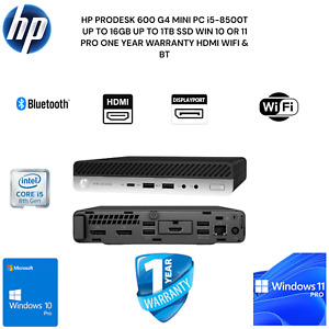 HP PRODESK 600 G4 MINI PC i5-8500T UP TO 16GB UP TO 2TB SSD WIN 10 OR 11 PRO