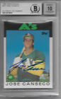 Jose Canseco 1986 Topps Traded Baseball RC Card A's Auto BGS 10 MINT Autograph