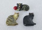 New ListingVintage Miniature Cat Kitty Figures Magnets Handmade Lacquered Paper Mache 2.5