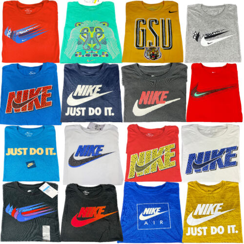 Nike T-shirt Men's Short Sleeve Graphic Printed White Blue Red Athletic S-2XL